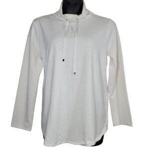Ann Taylor Tunic Top in Off White w/Funnel Neckline Sweatshirt Material Sz XL